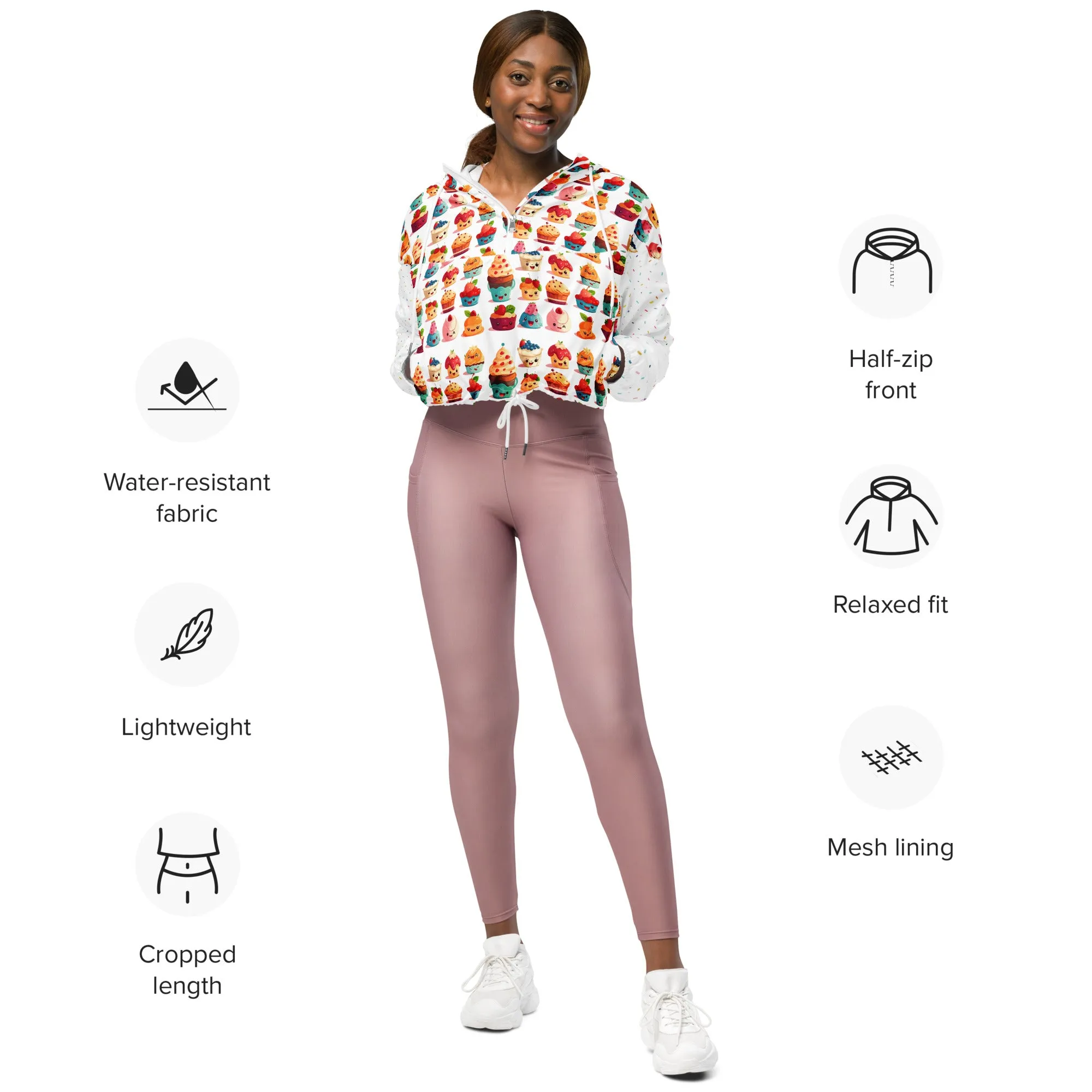 Cute Cupcakes Women’s Cropped Windbreaker SETCCK001