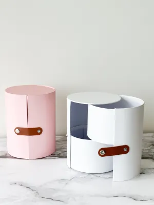 Cylinder two drawer gift box with leather starp
