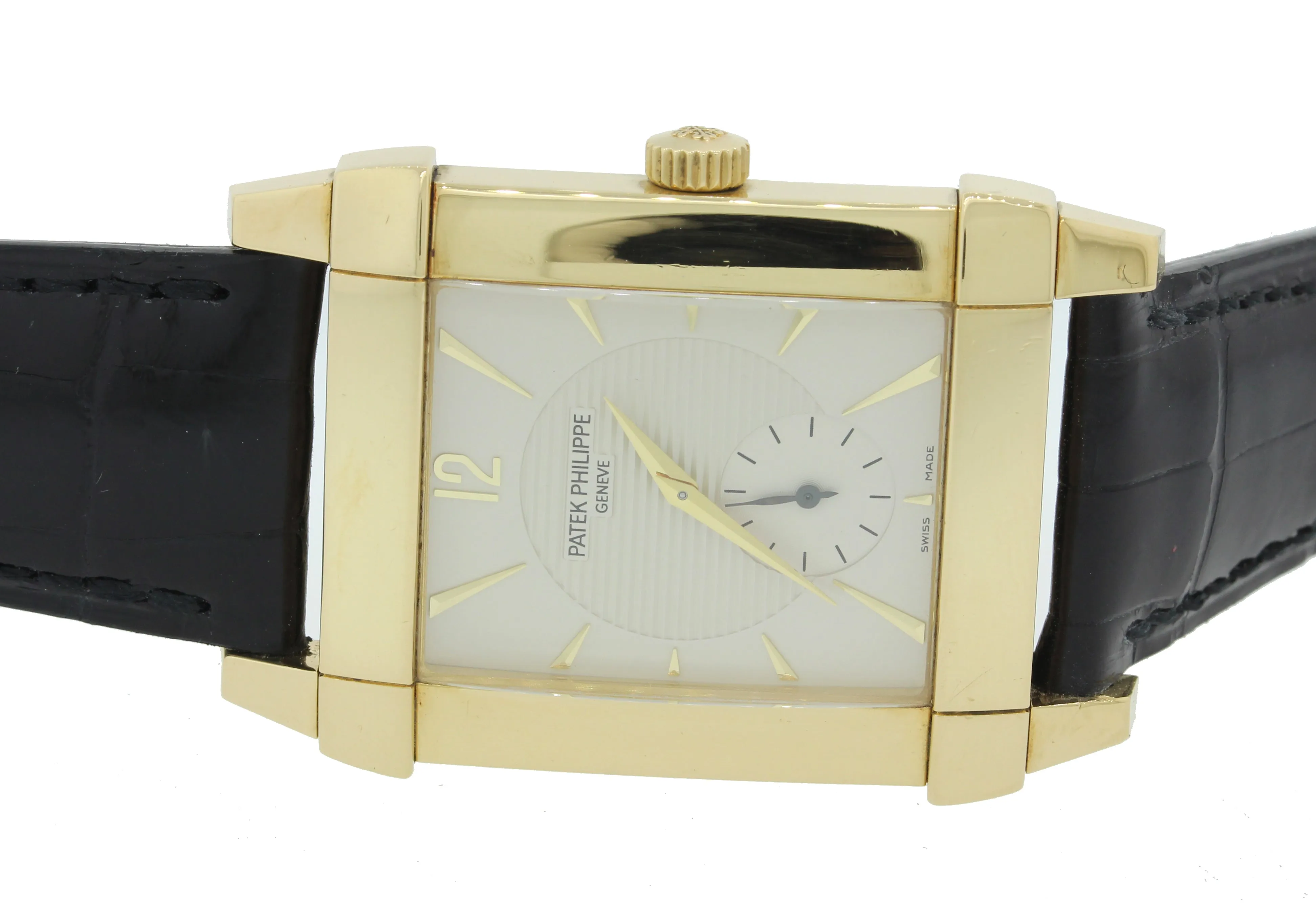 Deco Patek Philippe Gondolo 18k Gold 32mm Silver Dial Manual 5111 J Watch w Box