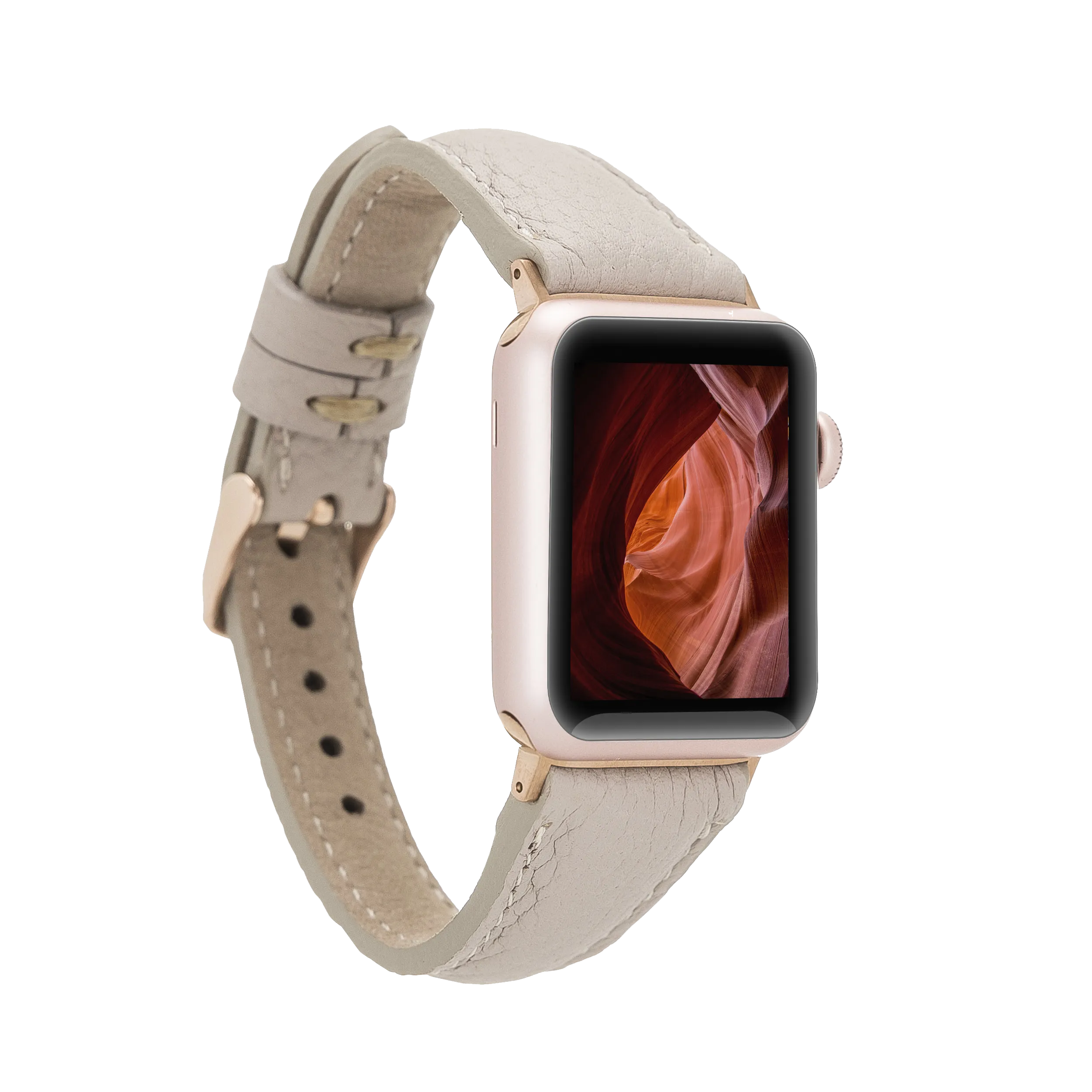 DelfiCase Beige Leather Watch Band for Apple and Fitbit Versa 3 2 1