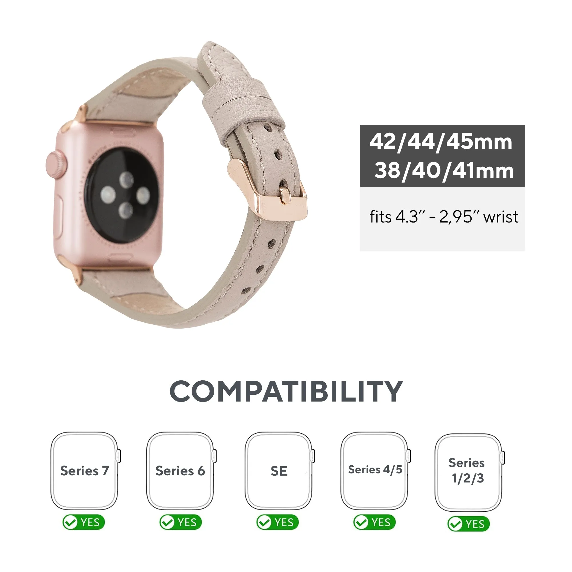 DelfiCase Beige Leather Watch Band for Apple and Fitbit Versa 3 2 1