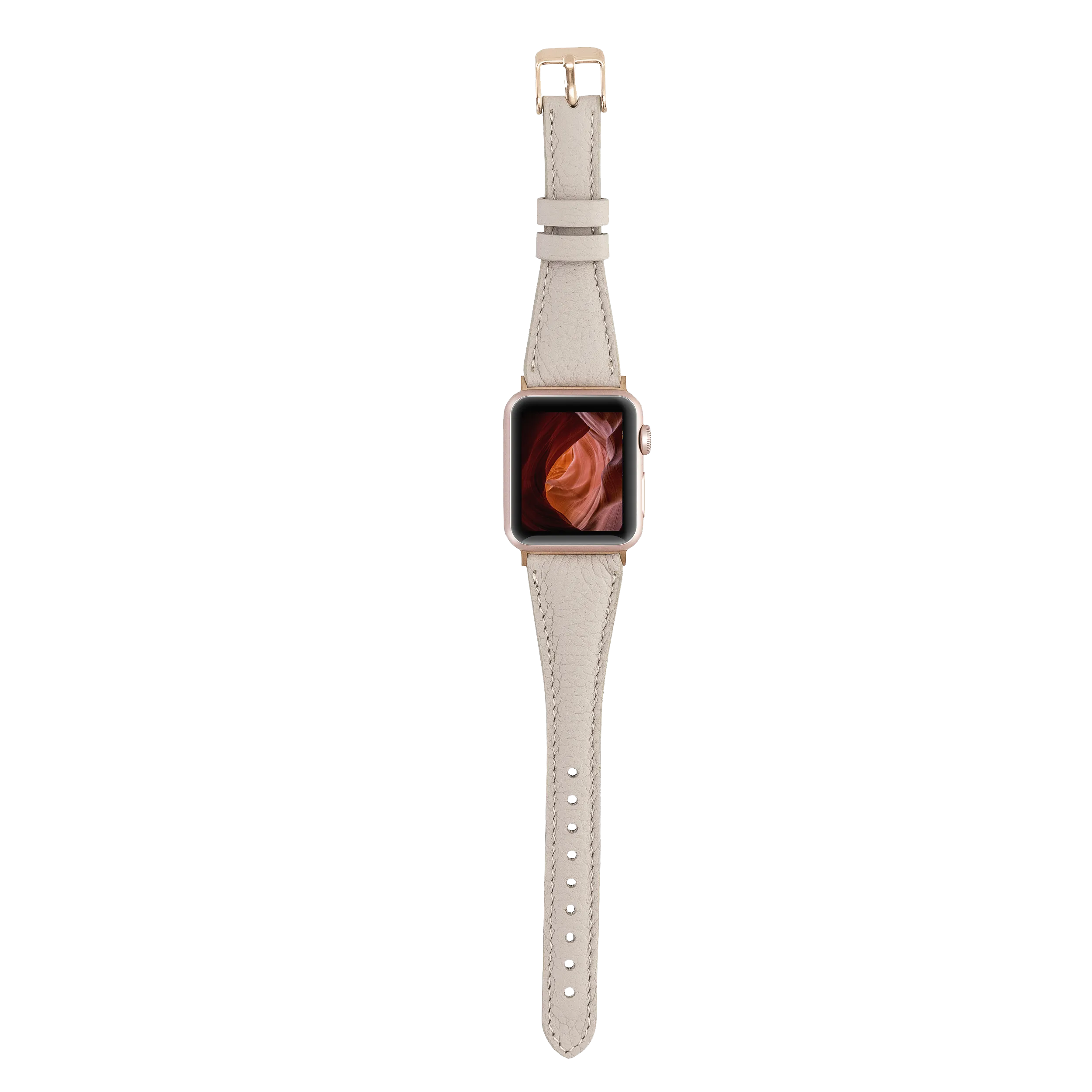 DelfiCase Beige Leather Watch Band for Apple and Fitbit Versa 3 2 1