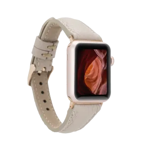 DelfiCase Beige Leather Watch Band for Apple and Fitbit Versa 3 2 1