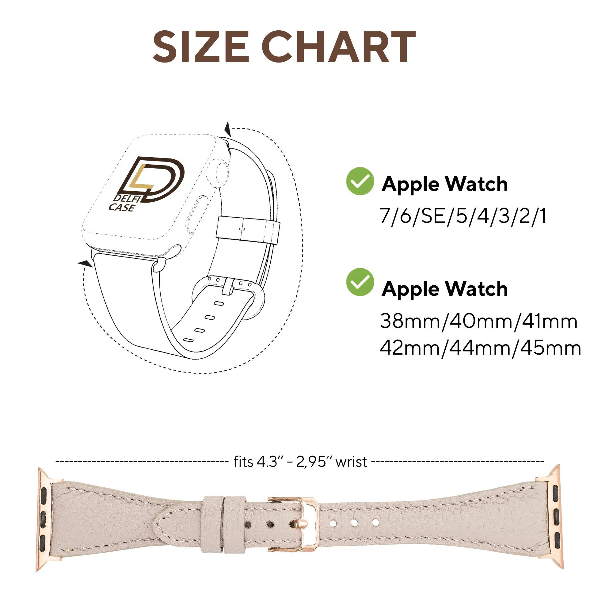 DelfiCase Beige Leather Watch Band for Apple and Fitbit Versa 3 2 1