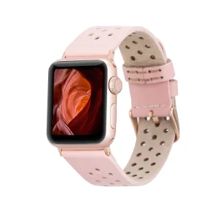 DelfiCase Chester Pink Leather Watch Band for Apple & Fitbit Versa/Sense