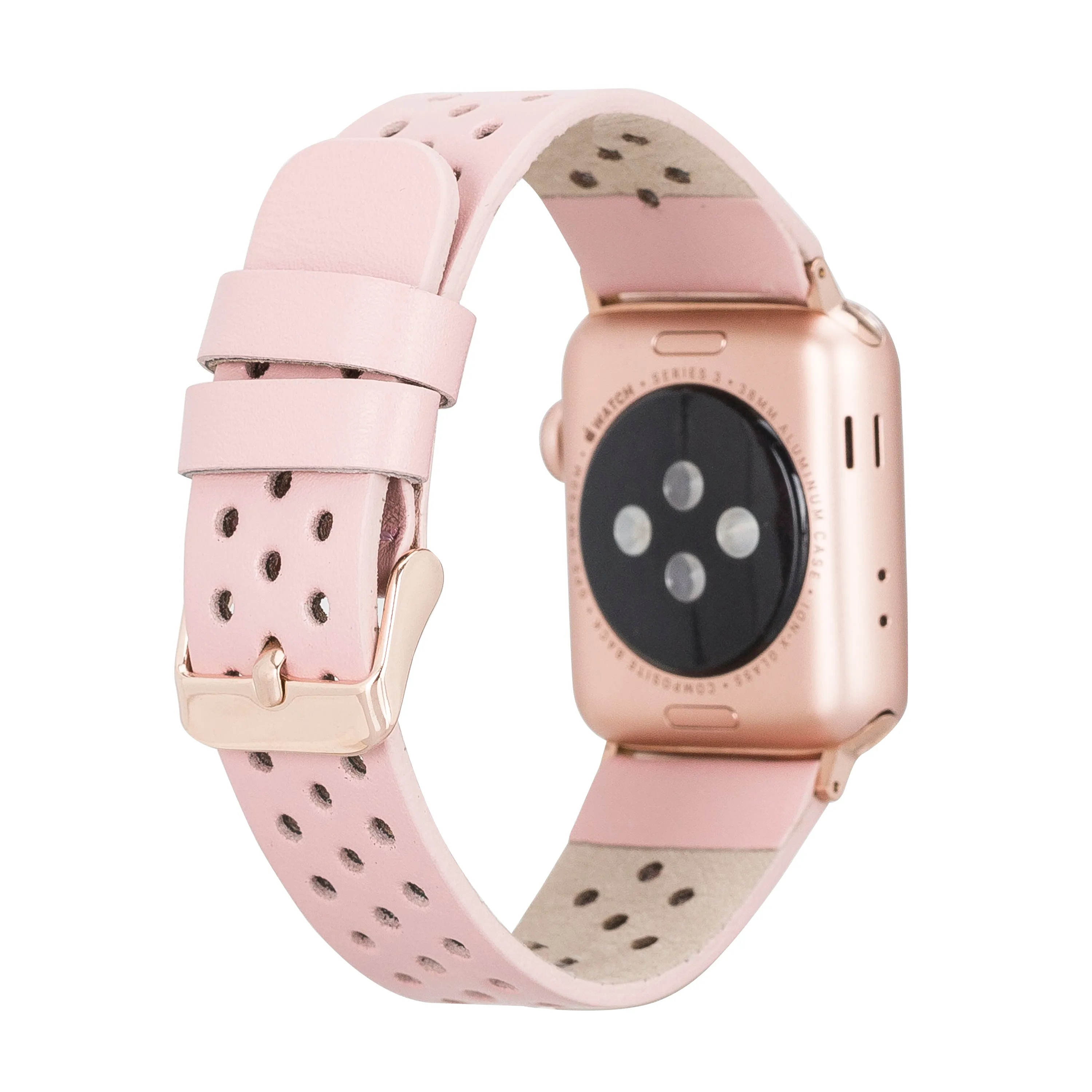 DelfiCase Chester Pink Leather Watch Band for Apple & Fitbit Versa/Sense