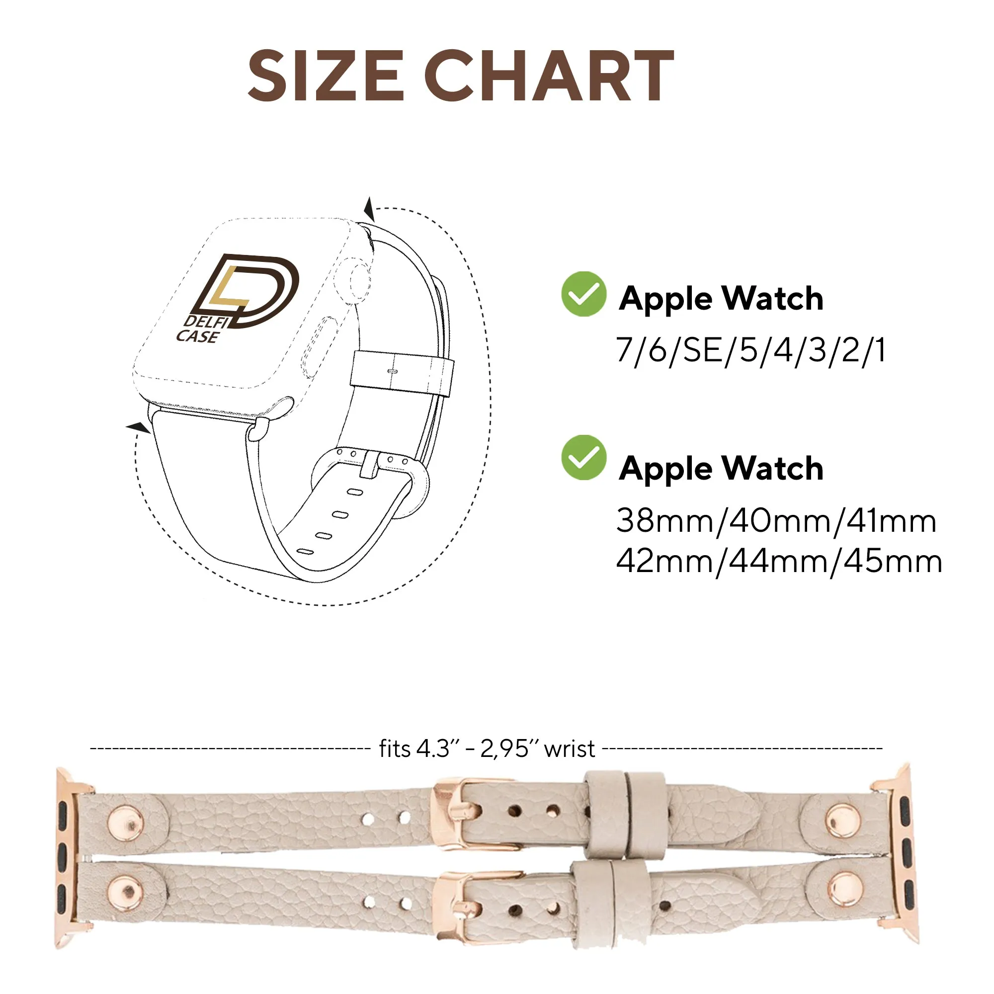DelfiCase ELY Double Watch Band for Apple and Fitbit Versa 3 2 & 1