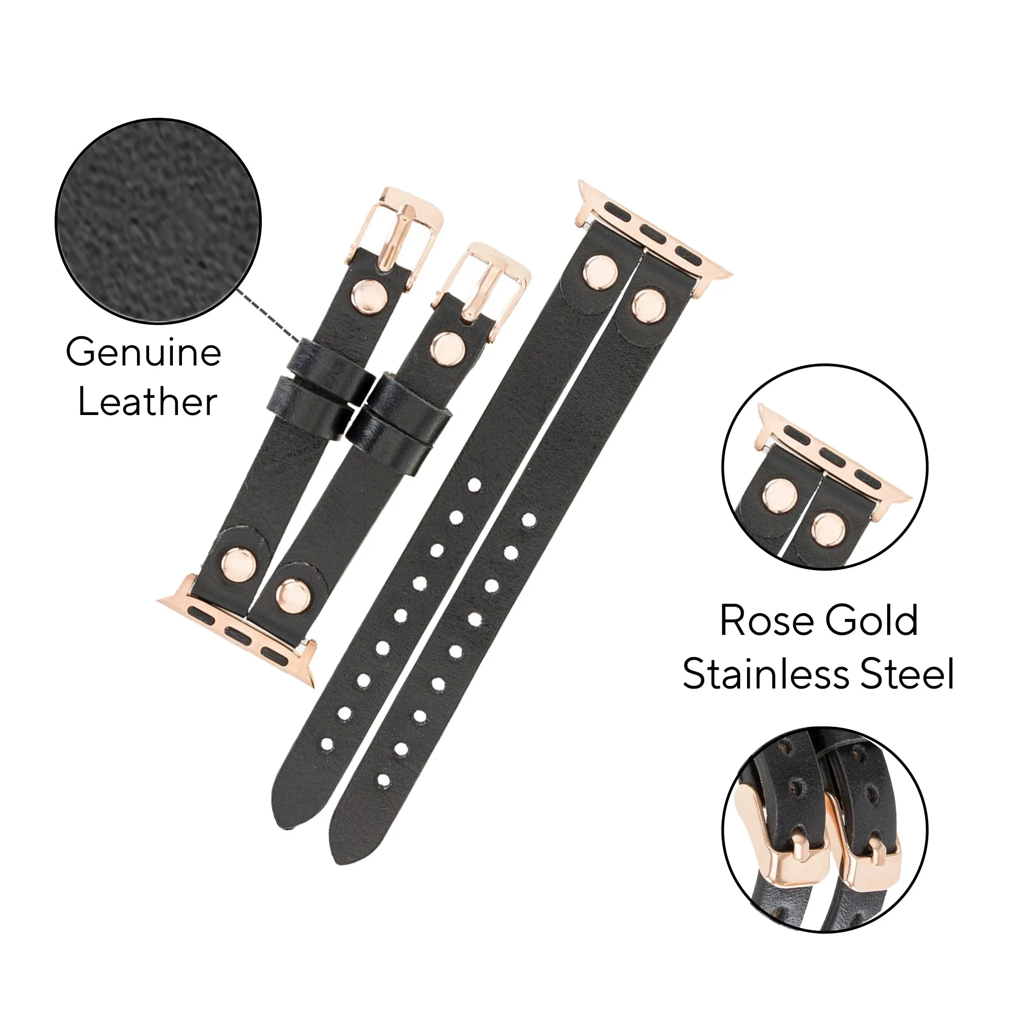 DelfiCase ELY Double Watch Band for Apple and Fitbit Versa 3 2 & 1