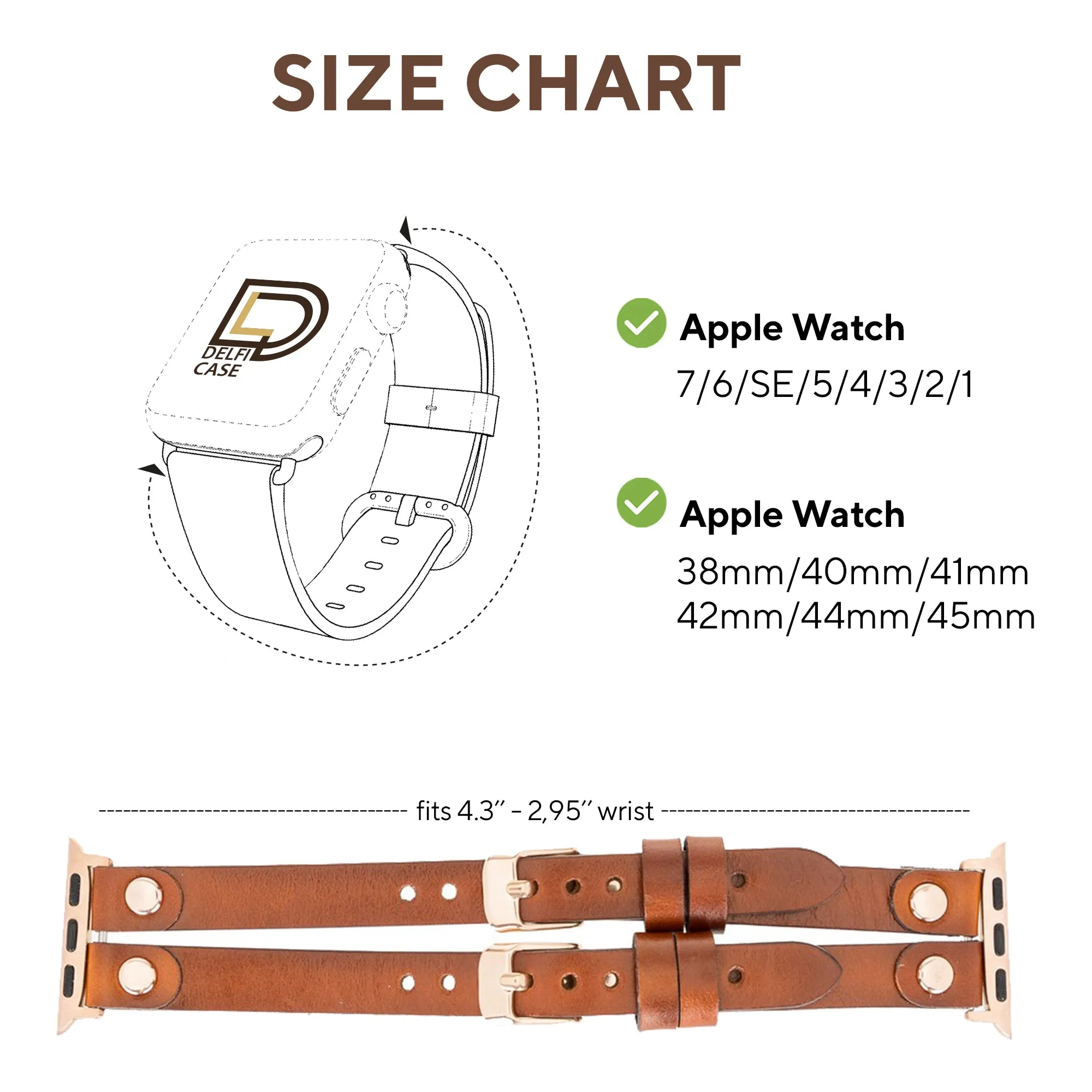 DelfiCase ELY Double Watch Band for Apple and Fitbit Versa 3 2 & 1