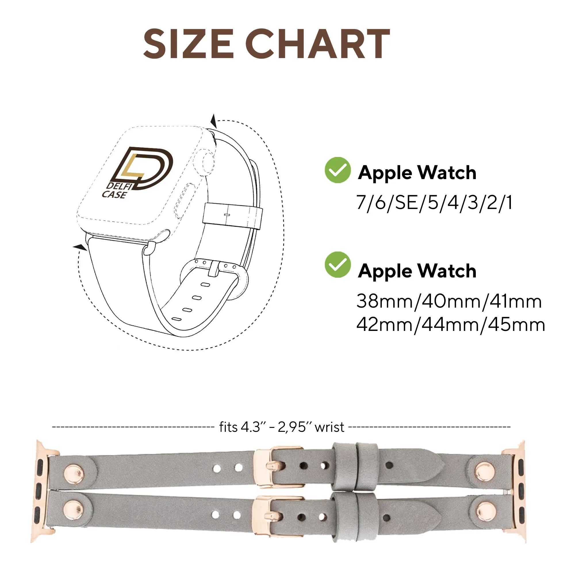 DelfiCase ELY Double Watch Band for Apple and Fitbit Versa 3 2 & 1