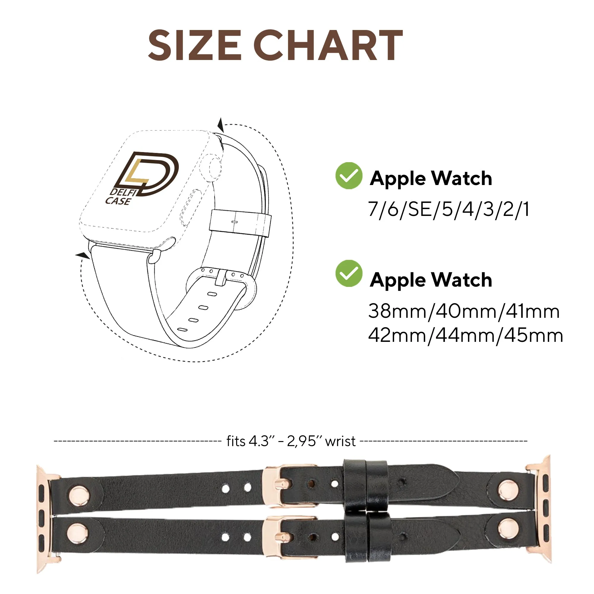 DelfiCase ELY Double Watch Band for Apple and Fitbit Versa 3 2 & 1