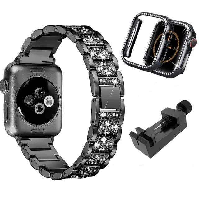 Designer Luxury Band Compatible With Apple Watch With Protective Cover