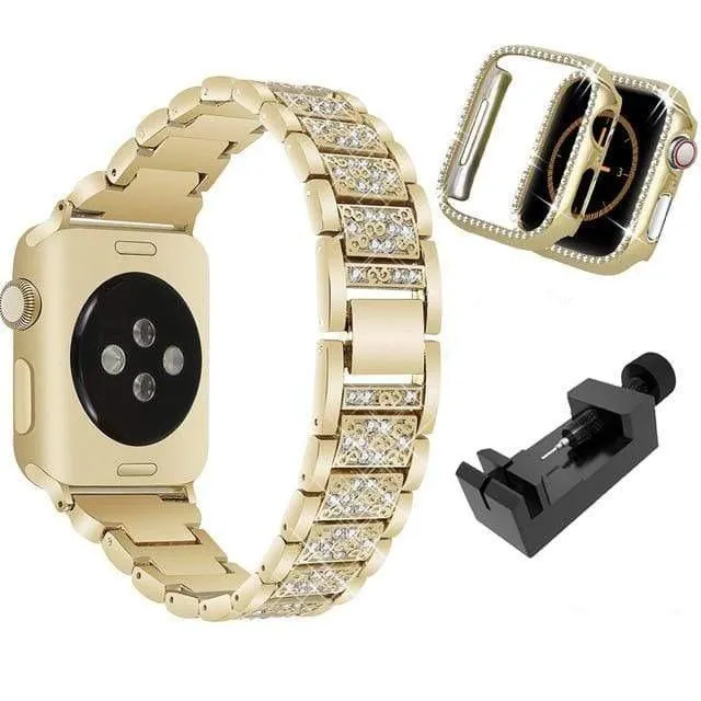 Designer Luxury Band Compatible With Apple Watch With Protective Cover