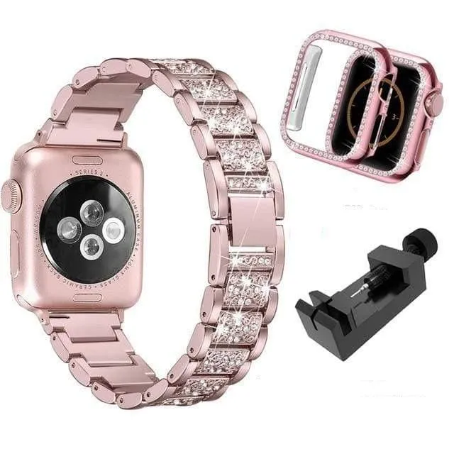 Designer Luxury Band Compatible With Apple Watch With Protective Cover