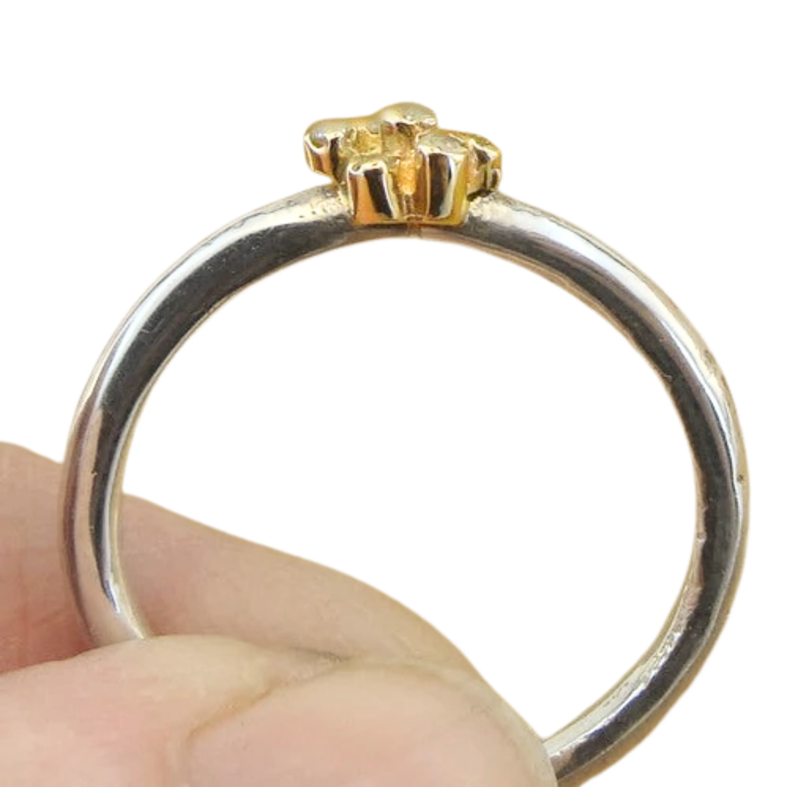Diamond Ring 9k Gold 925 Silver, Delicate Floral Diamond Ring
