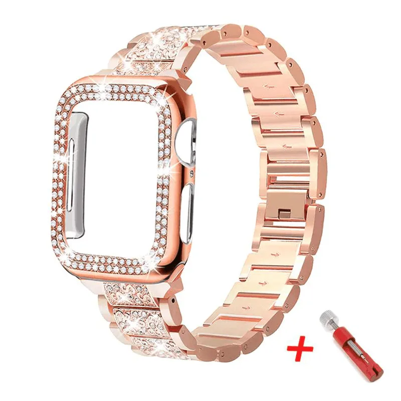 Diamond Watch Band With Case   FREE Band Adjuster Tool