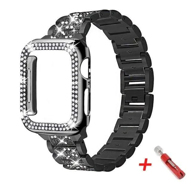 Diamond Watch Band With Case   FREE Band Adjuster Tool
