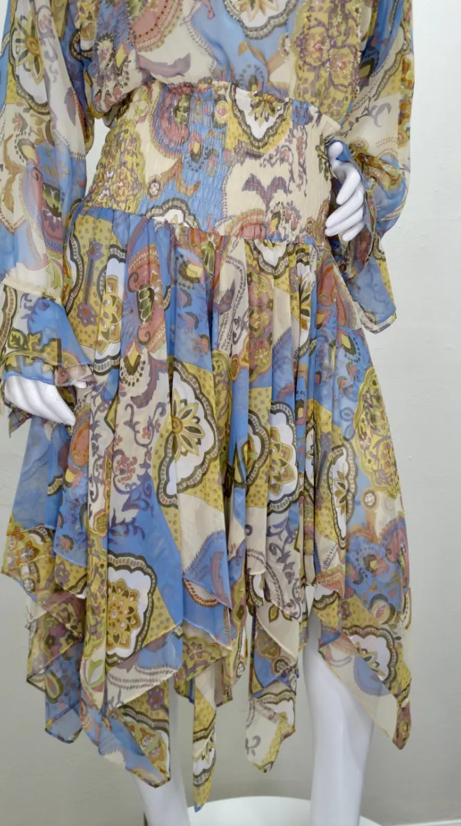 Diane Freis 1980s Printed Dress