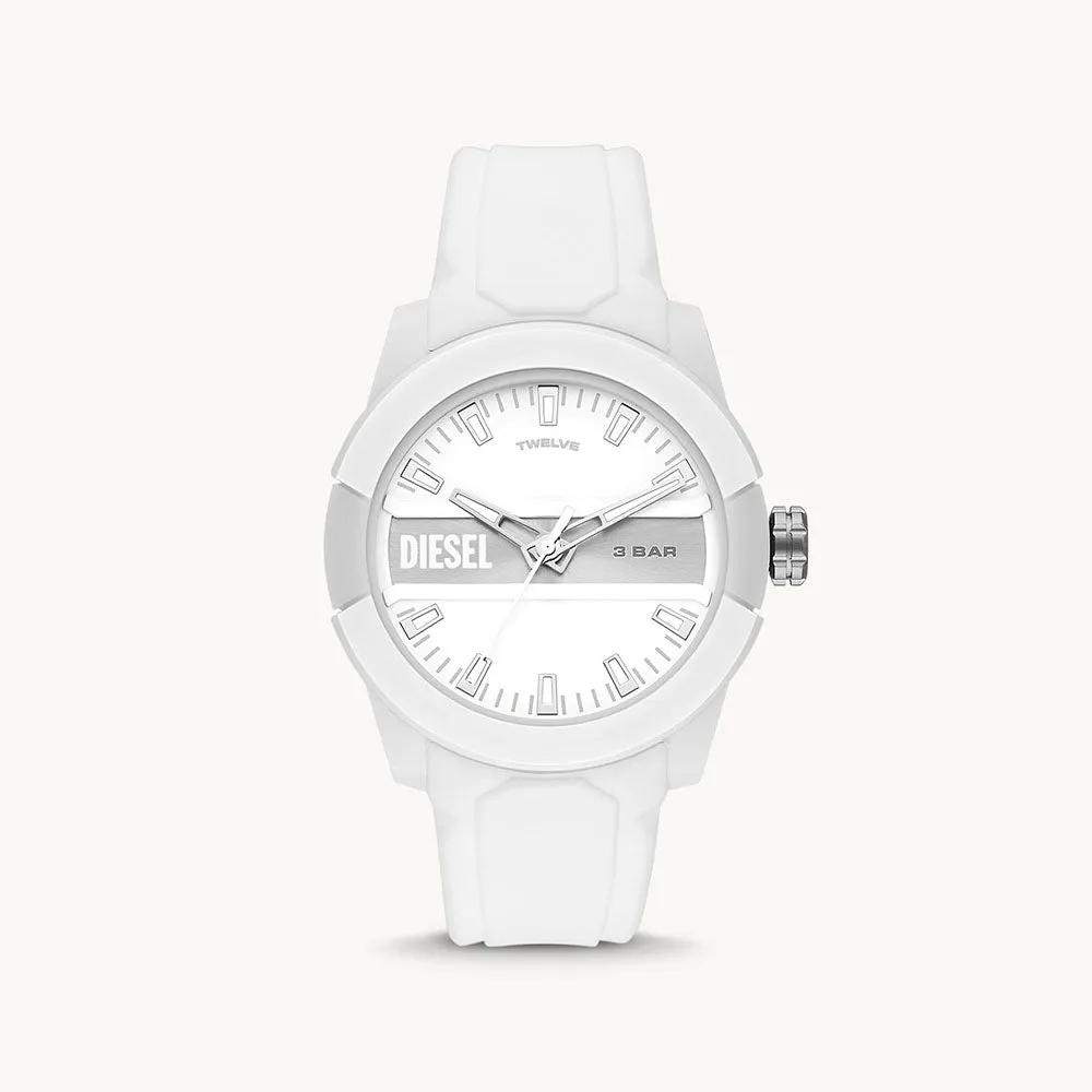Diesel Double Up Three-Hand White Silicone Watch