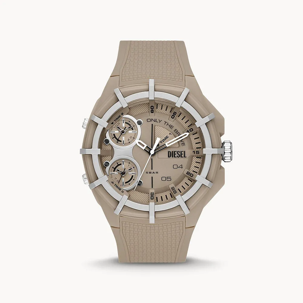 Diesel Framed Three-Hand Brown Silicone Watch