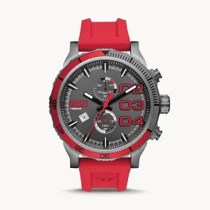 DIESEL MEN'S DOUBLE DOWN 2.0 CHRONOGRAPH RED SILICONE WATCH