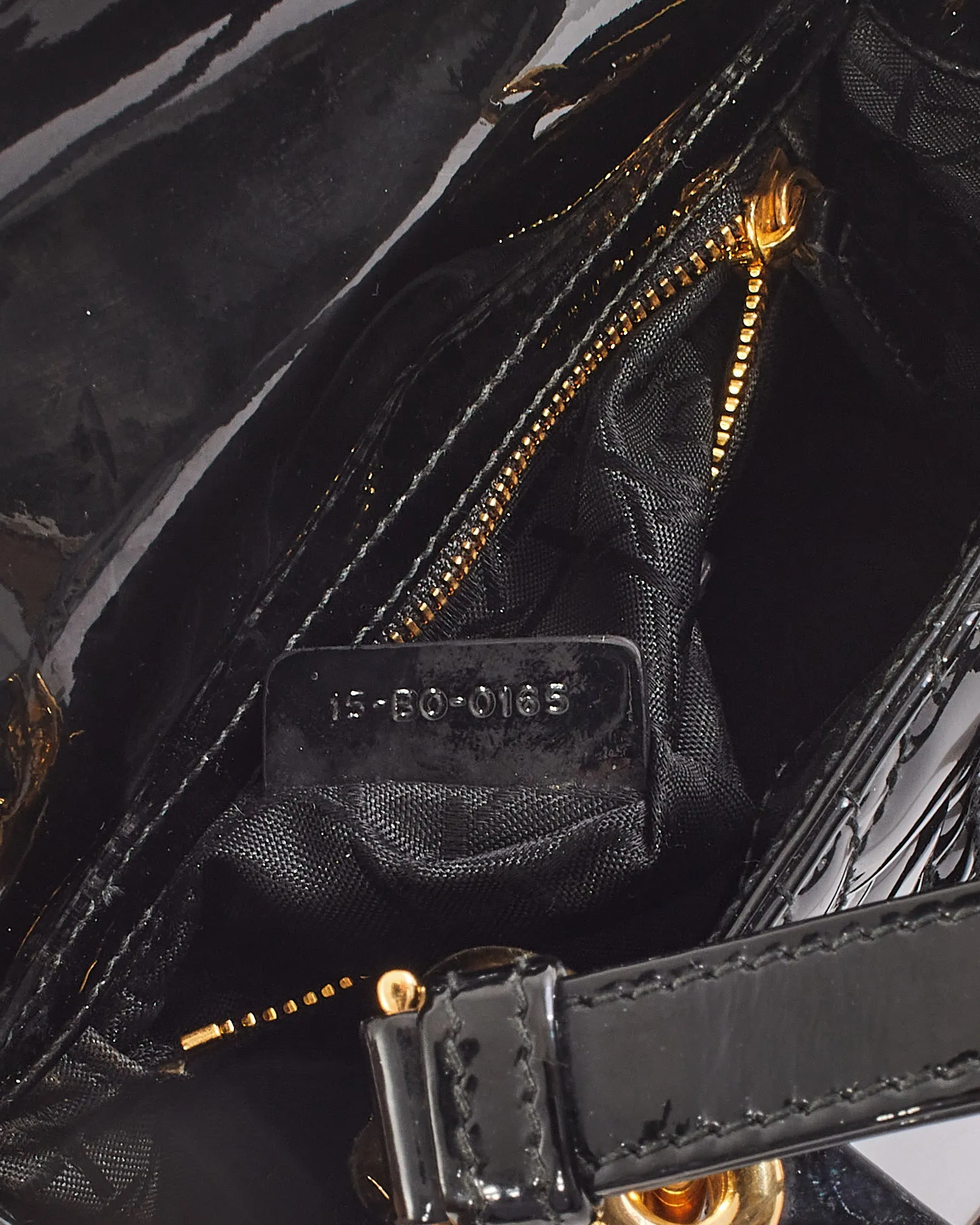 Dior Black Patent Cannage Leather Mini Lady Dior with Gold Hardware