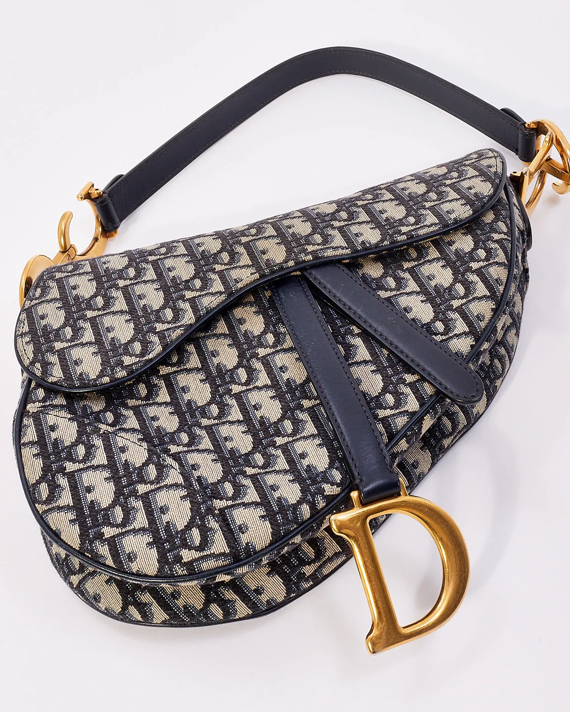 Dior Blue Canvas Oblique Jacquard Saddle Bag