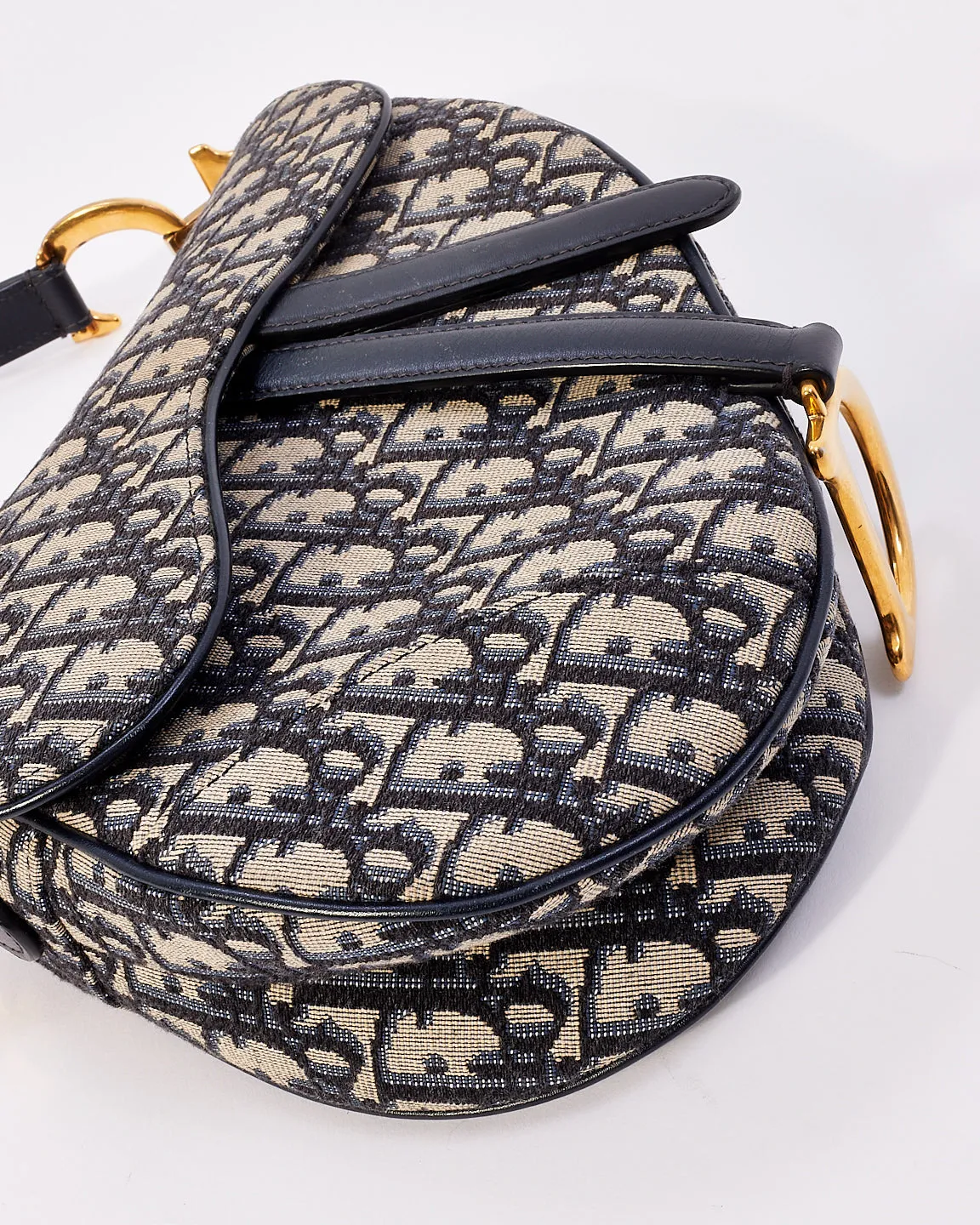 Dior Blue Canvas Oblique Jacquard Saddle Bag