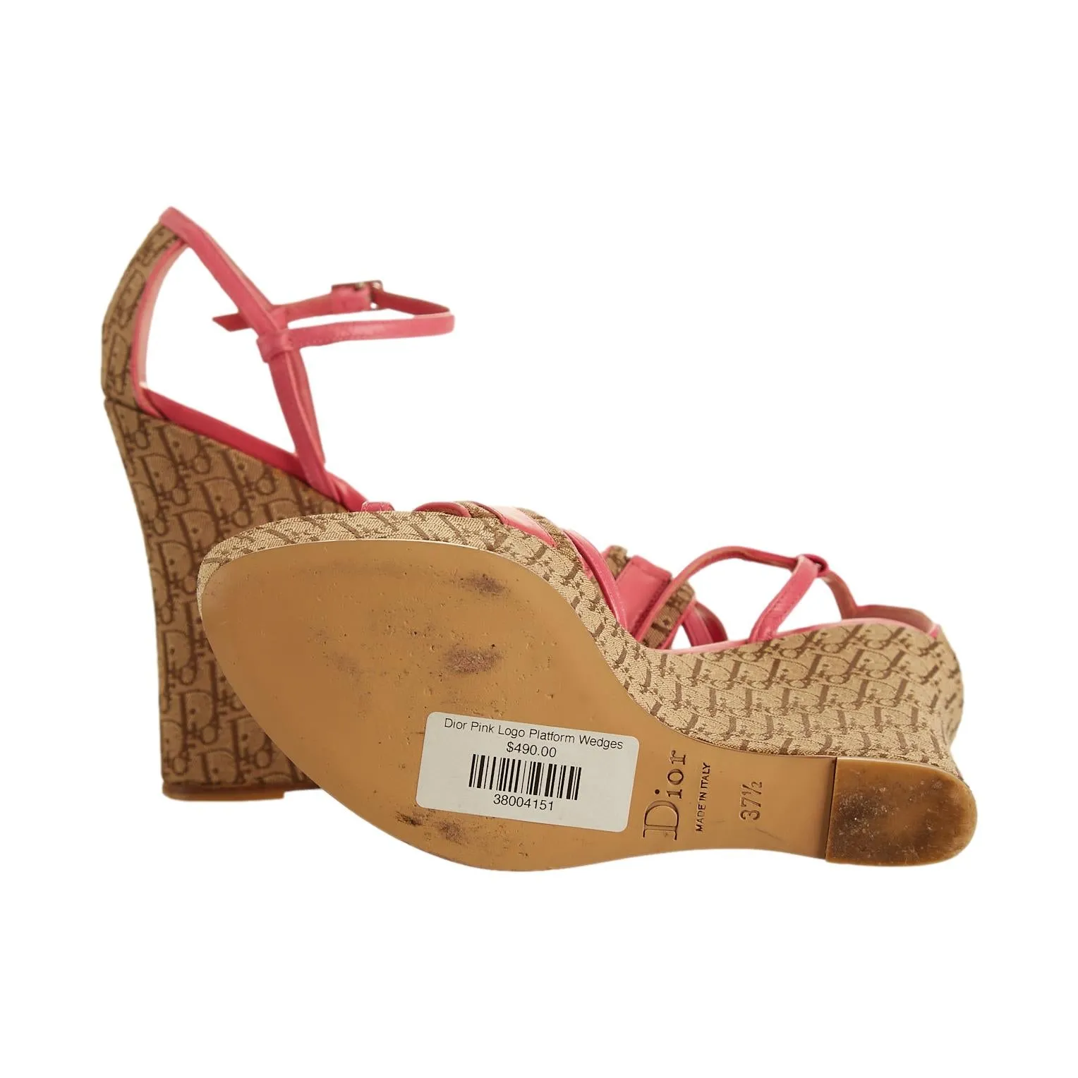Dior Pink Logo Platform Wedges