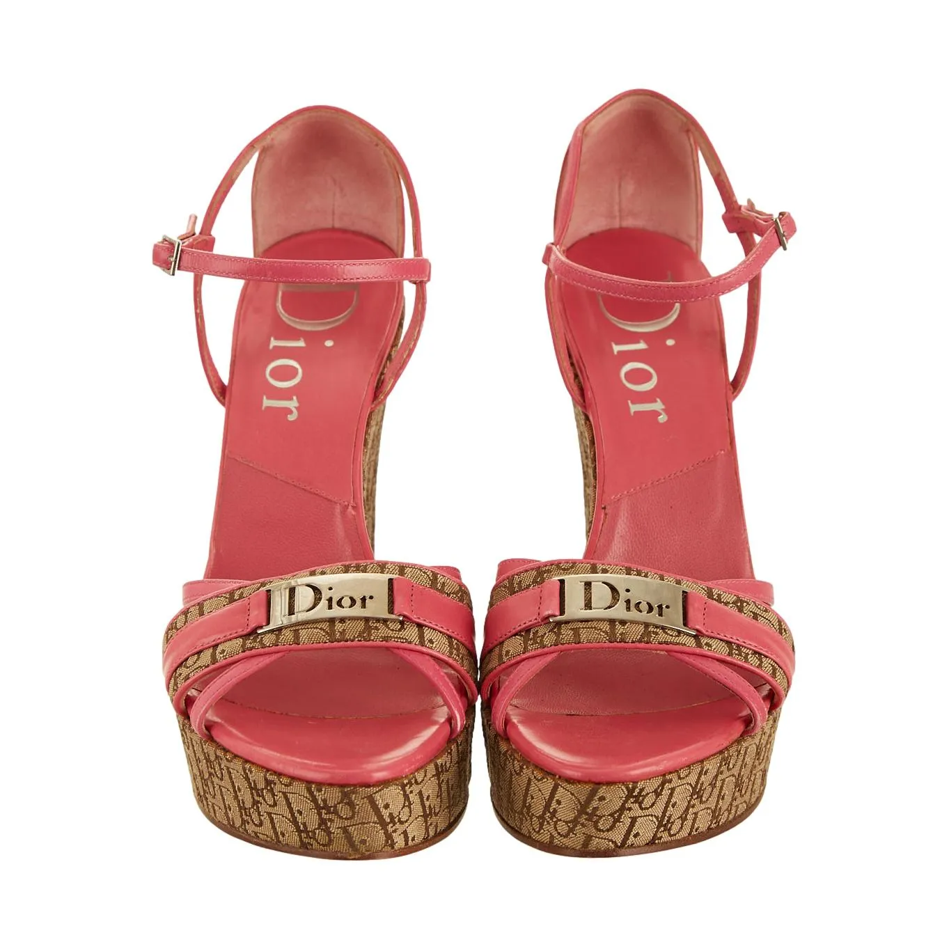 Dior Pink Logo Platform Wedges