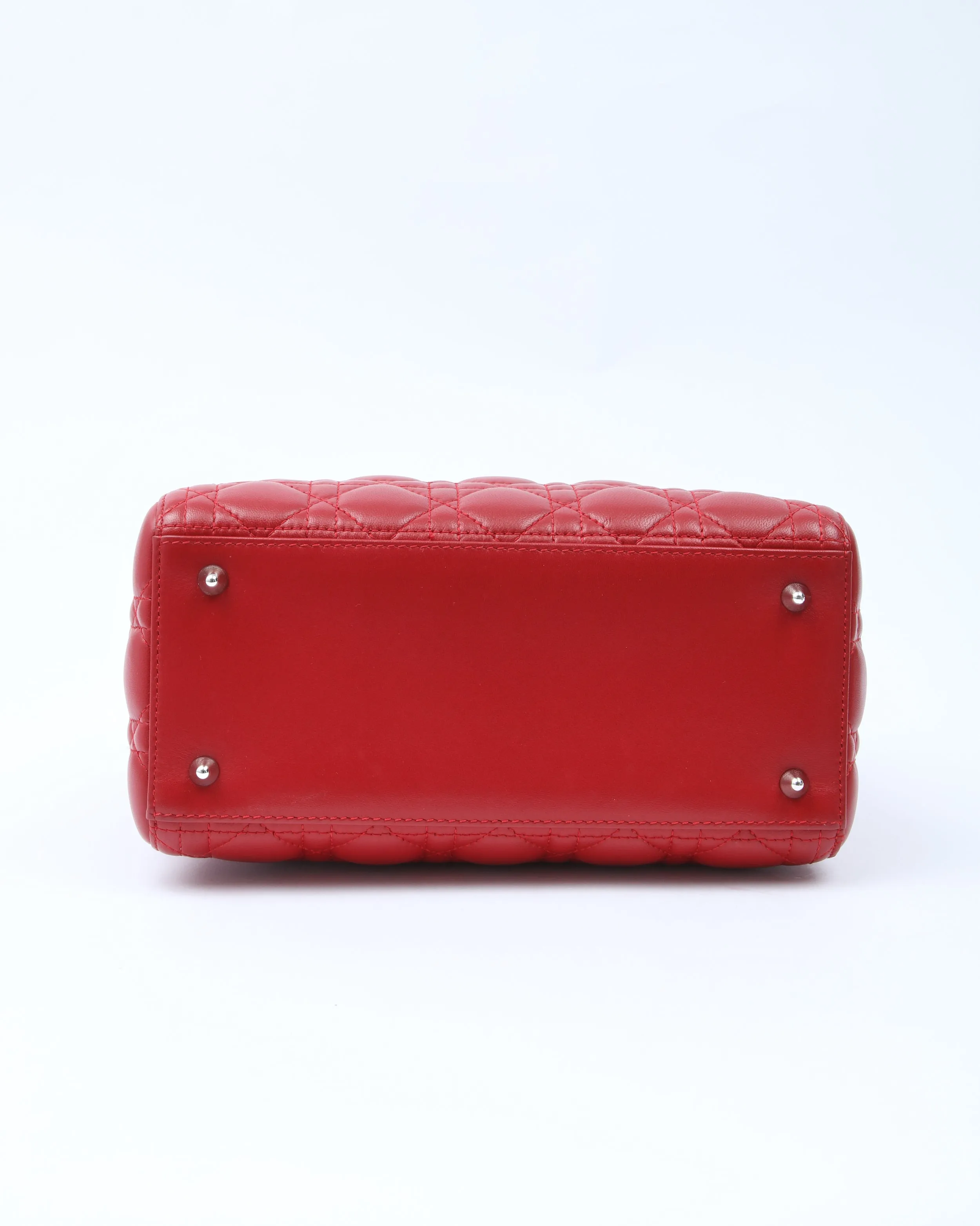 Dior Red Leather Cannage Medium Lady Dior Bag