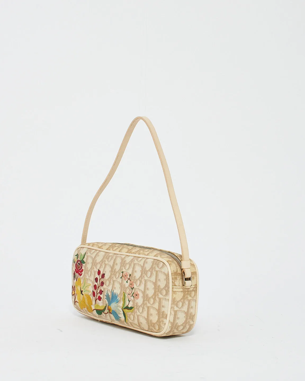 Dior Vintage Monogram Oblique Flowers Mini Pochette Shoulder Bag