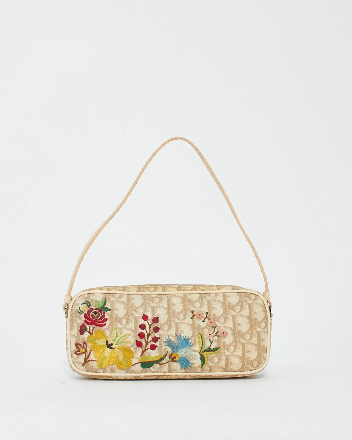 Dior Vintage Monogram Oblique Flowers Mini Pochette Shoulder Bag