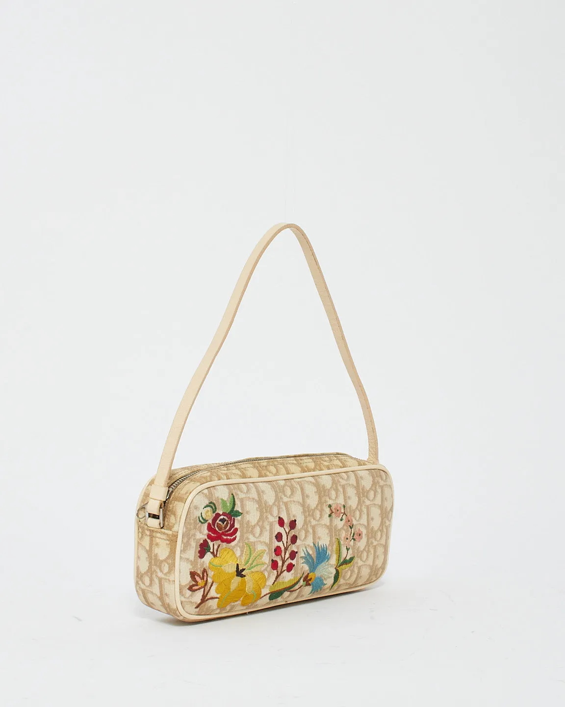 Dior Vintage Monogram Oblique Flowers Mini Pochette Shoulder Bag