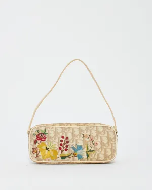 Dior Vintage Monogram Oblique Flowers Mini Pochette Shoulder Bag