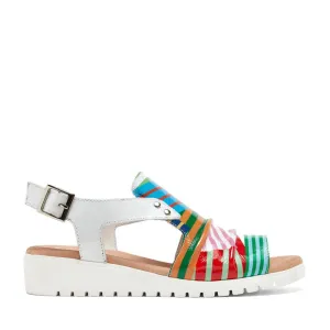Django & Juliette Madi Wedge Sandal- White/Multi