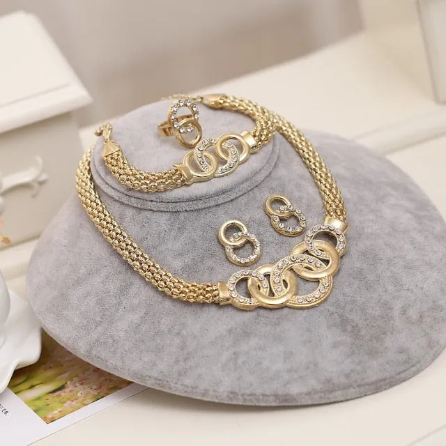 Dubai Gold Crystal women's Jewelry set