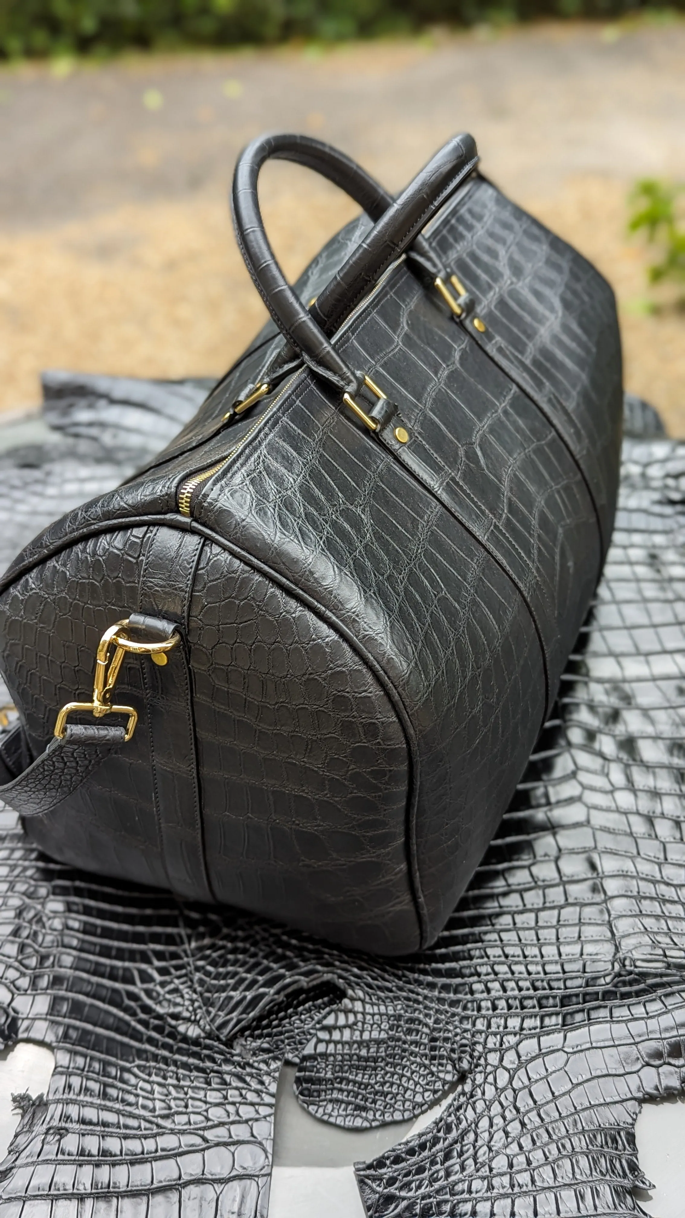 Duffel Bag - Black Nile Crocodile 50 cm