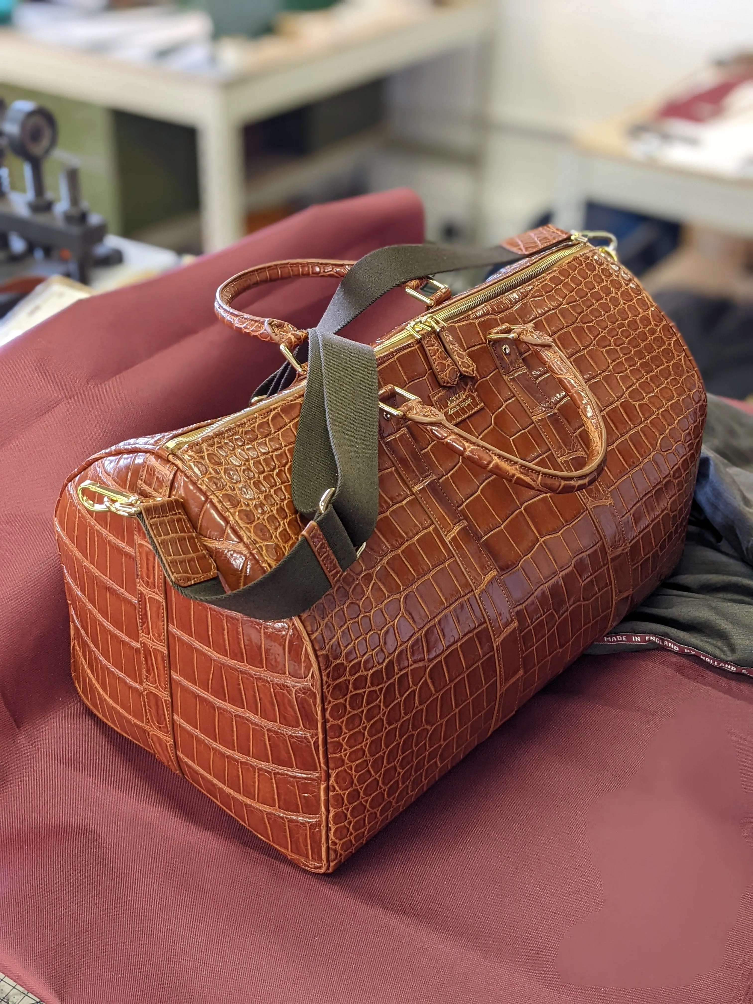 Duffel Bag - Cognac Crocodile 60 cm