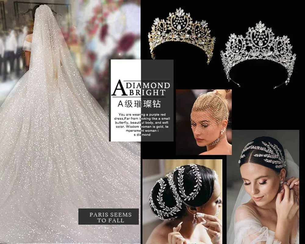 DZ110 1/2 PCS Luxury Bridal Headwear Rhinestone Women Tiaras Princess Hair Accessories Wedding Headpiece Bridesmaid Hair Jewelry