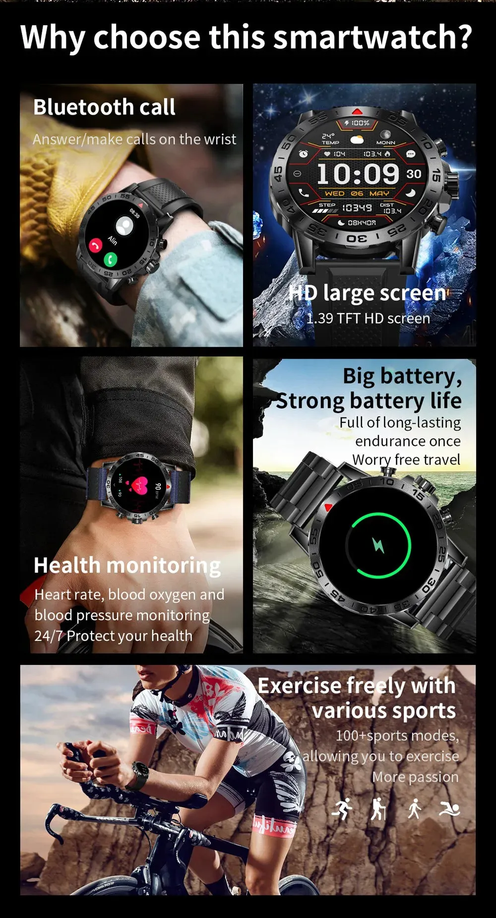 EFFEOKKI 1.39" HD Display Smart Fitness Watch
