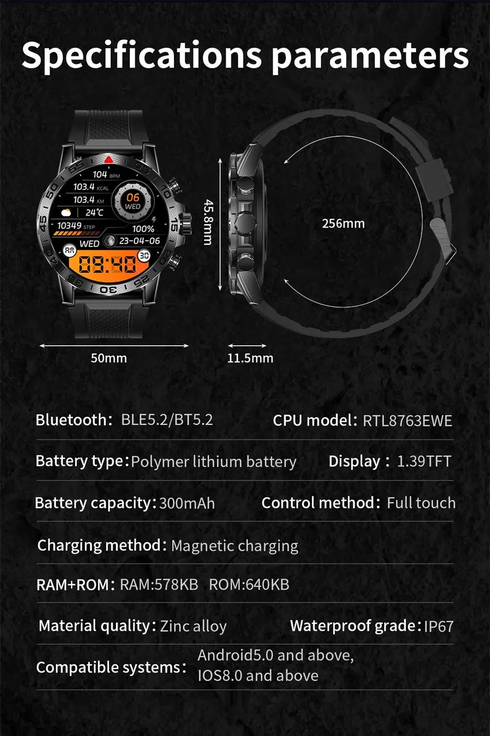 EFFEOKKI 1.39" HD Display Smart Fitness Watch