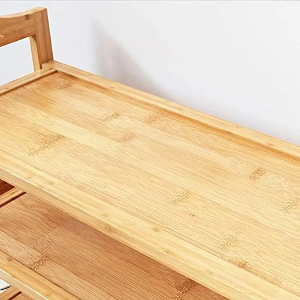 EKKIO 4 Tier Bamboo Shoe Rack Storage Organizer Stand Shelves
