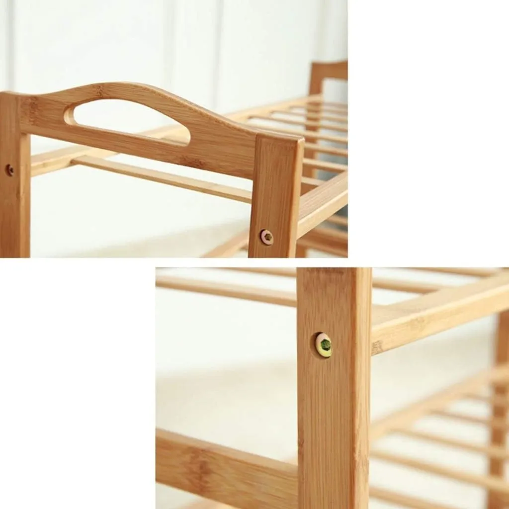 EKKIO 4 Tier Bamboo Shoe Rack Storage Organizer Stand Shelves