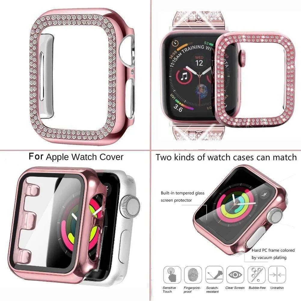 Elite Series Diamond Strap Case Glass Screen Protector Compatible With Apple Watch