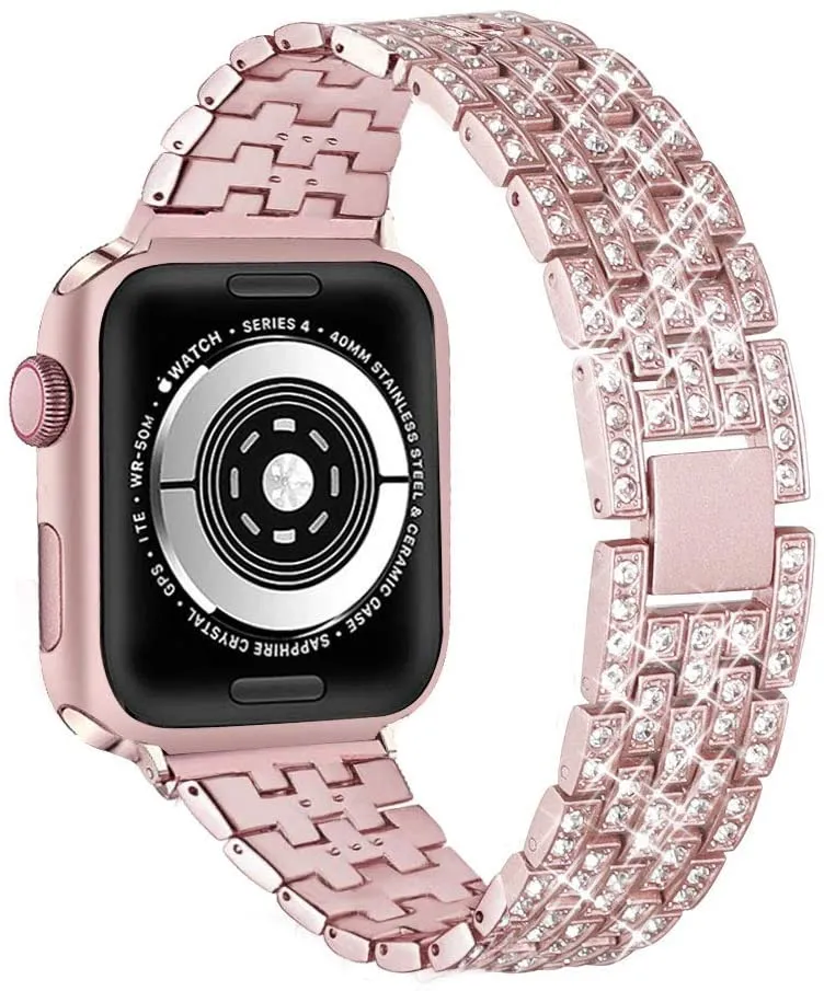 Elite Series Diamond Strap Case Glass Screen Protector Compatible With Apple Watch