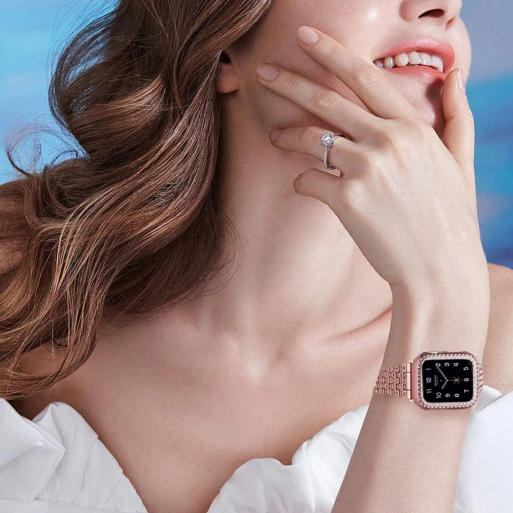 Elite Series Diamond Strap Case Glass Screen Protector Compatible With Apple Watch