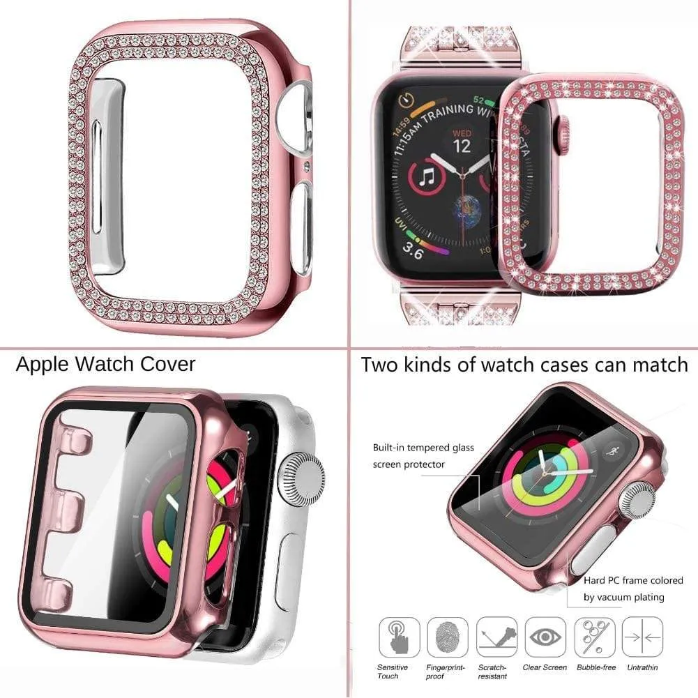 Elite Series Diamond Strap Case Glass Screen Protector Compatible With Apple Watch