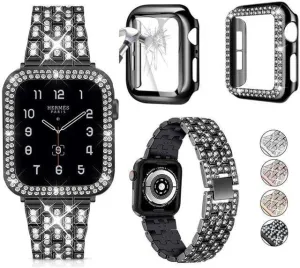 Elite Series Diamond Strap Case Glass Screen Protector Compatible With Apple Watch