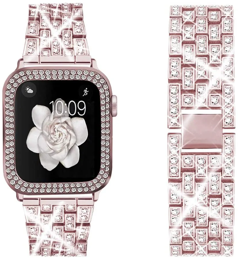 Elite Series Diamond Strap Case Glass Screen Protector Compatible With Apple Watch